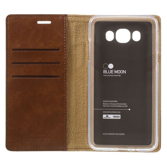 Goospery - Samsung Galaxy J7 (2016) Hülle - Handy Bookcover - Bluemoon Flip Series - braun