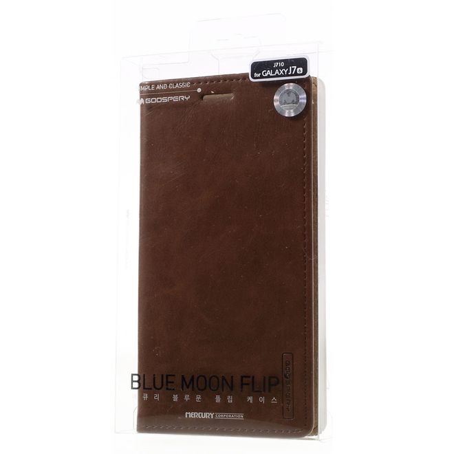 Goospery - Samsung Galaxy J7 (2016) Hülle - Handy Bookcover - Bluemoon Flip Series - braun