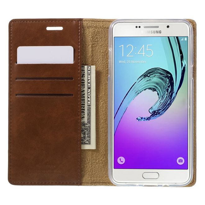 Goospery - Samsung Galaxy J7 (2016) Hülle - Handy Bookcover - Bluemoon Flip Series - braun