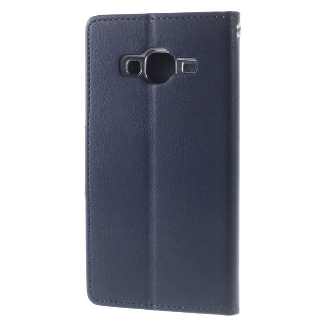 Goospery - Handyhülle für Samsung Galaxy J3 (2016) - Case aus Leder - Bravo Diary Series - navy