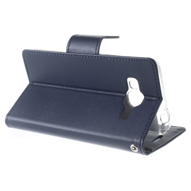 Goospery - Handyhülle für Samsung Galaxy J3 (2016) - Case aus Leder - Bravo Diary Series - navy