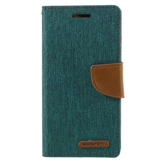 Goospery - Hülle für Samsung Galaxy J3 (2016) - Bookcover- Canvas Diary Series - grün/camel