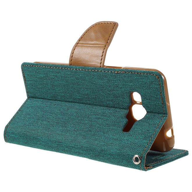 Goospery - Hülle für Samsung Galaxy J3 (2016) - Bookcover- Canvas Diary Series - grün/camel