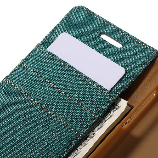 Goospery - Hülle für Samsung Galaxy J3 (2016) - Bookcover- Canvas Diary Series - grün/camel