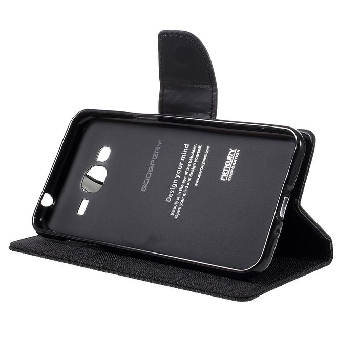 Goospery - Hülle für Samsung Galaxy J3 (2016) - Bookcover- Canvas Diary Series - schwarz