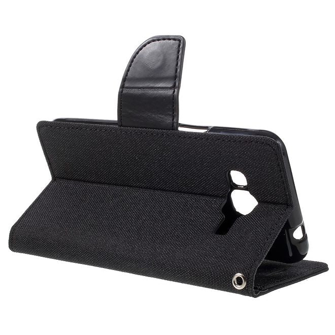 Goospery - Hülle für Samsung Galaxy J3 (2016) - Bookcover- Canvas Diary Series - schwarz