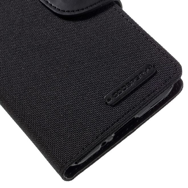 Goospery - Hülle für Samsung Galaxy J3 (2016) - Bookcover- Canvas Diary Series - schwarz