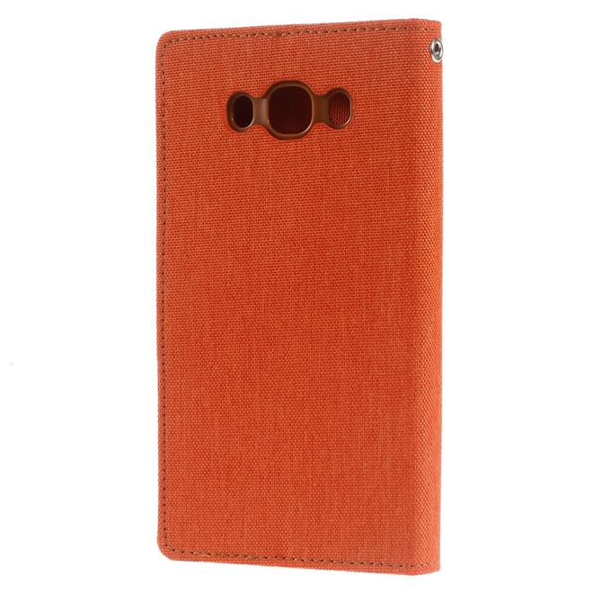 Goospery - Hülle für Samsung Galaxy J7 (2016) - Bookcover- Canvas Diary Series - orange/camel