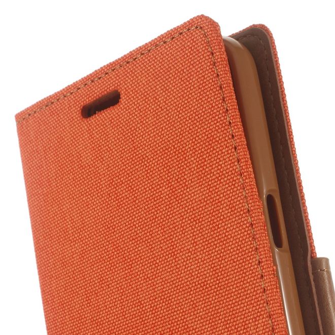Goospery - Hülle für Samsung Galaxy J7 (2016) - Bookcover- Canvas Diary Series - orange/camel