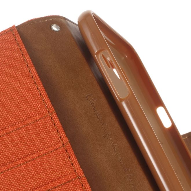 Goospery - Hülle für Samsung Galaxy J7 (2016) - Bookcover- Canvas Diary Series - orange/camel