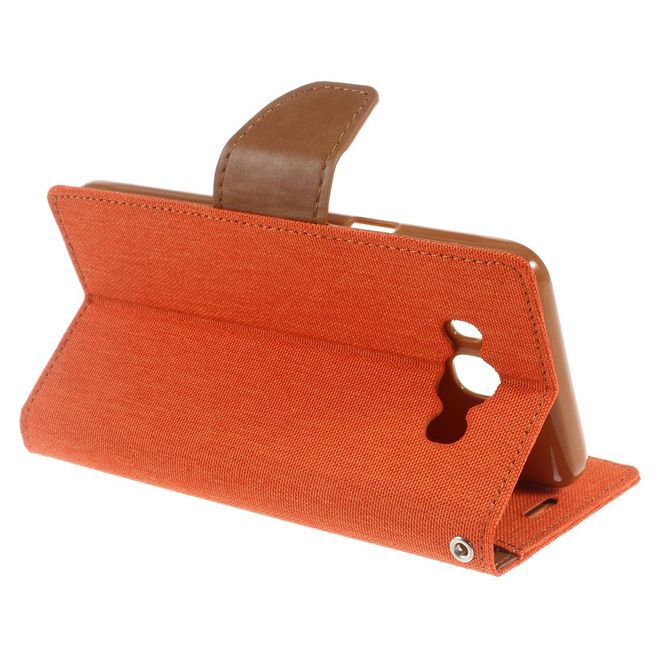 Goospery - Hülle für Samsung Galaxy J7 (2016) - Bookcover- Canvas Diary Series - orange/camel