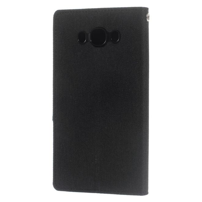 Goospery - Hülle für Samsung Galaxy J7 (2016) - Bookcover- Canvas Diary Series - schwarz