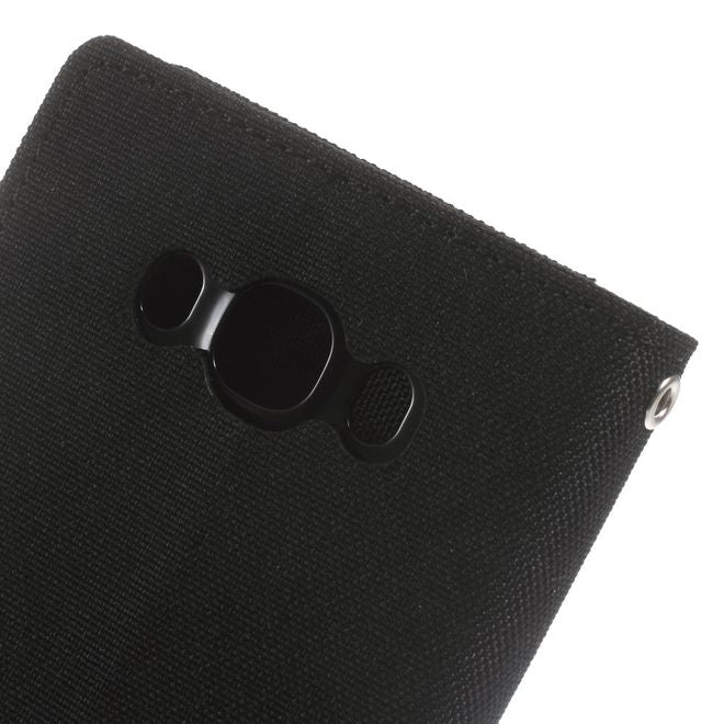 Goospery - Hülle für Samsung Galaxy J7 (2016) - Bookcover- Canvas Diary Series - schwarz