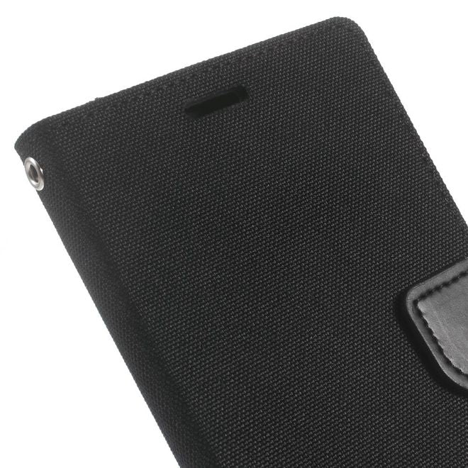 Goospery - Hülle für Samsung Galaxy J7 (2016) - Bookcover- Canvas Diary Series - schwarz