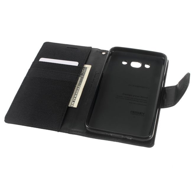 Goospery - Hülle für Samsung Galaxy J7 (2016) - Bookcover- Canvas Diary Series - schwarz