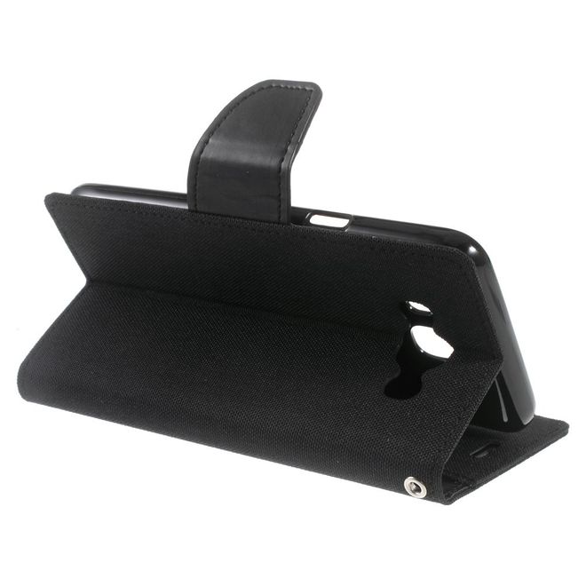 Goospery - Hülle für Samsung Galaxy J7 (2016) - Bookcover- Canvas Diary Series - schwarz