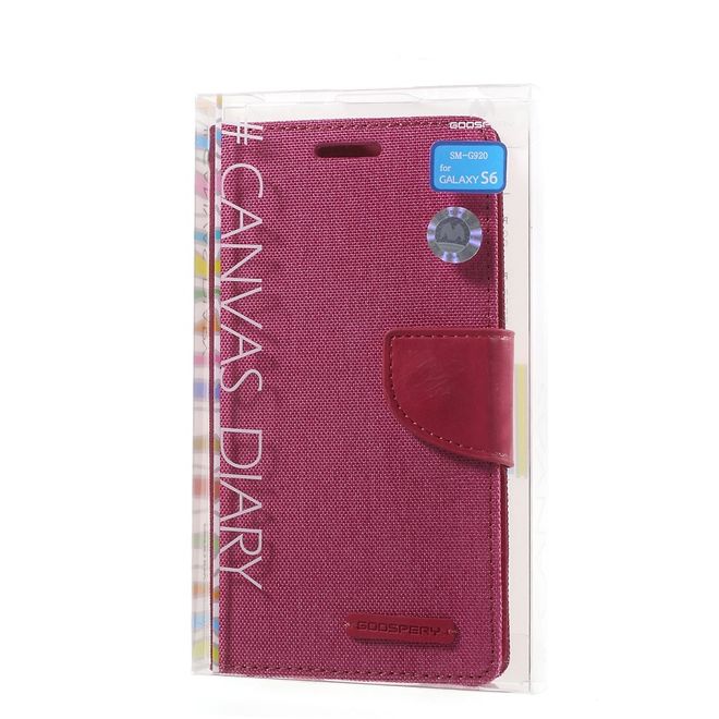 Goospery - Samsung Galaxy S6 Hülle - Handy Bookcover - Canvas Diary Series - pink