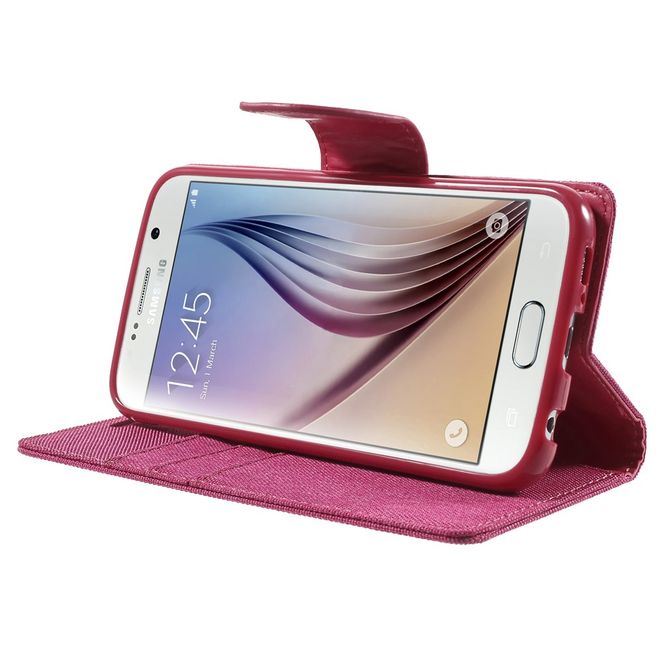 Goospery - Samsung Galaxy S6 Hülle - Handy Bookcover - Canvas Diary Series - pink