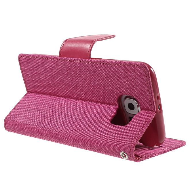 Goospery - Samsung Galaxy S6 Hülle - Handy Bookcover - Canvas Diary Series - pink