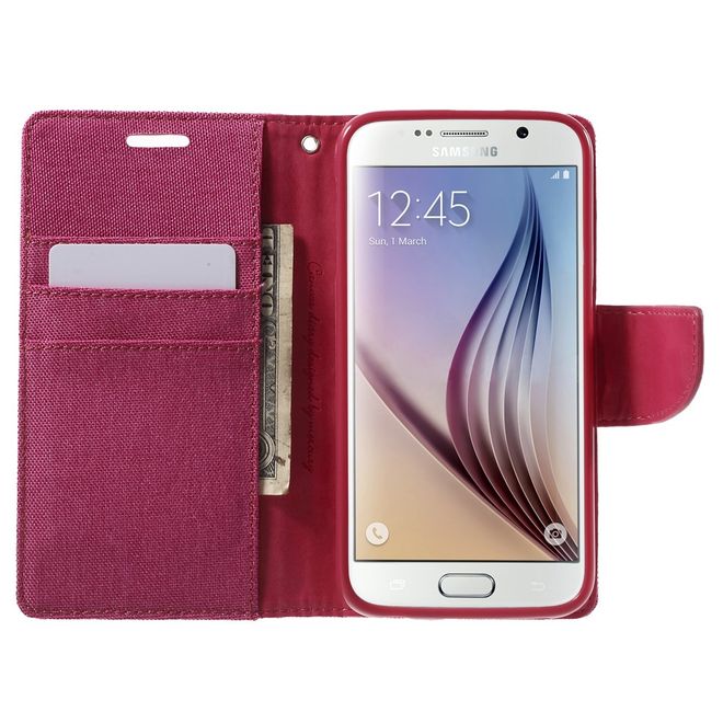 Goospery - Samsung Galaxy S6 Hülle - Handy Bookcover - Canvas Diary Series - pink
