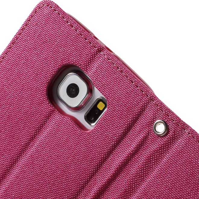Goospery - Samsung Galaxy S6 Hülle - Handy Bookcover - Canvas Diary Series - pink