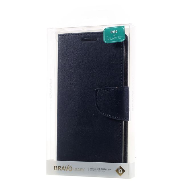 Goospery - Handyhülle für Samsung Galaxy S7 - Case aus Leder - Bravo Diary Series - navy