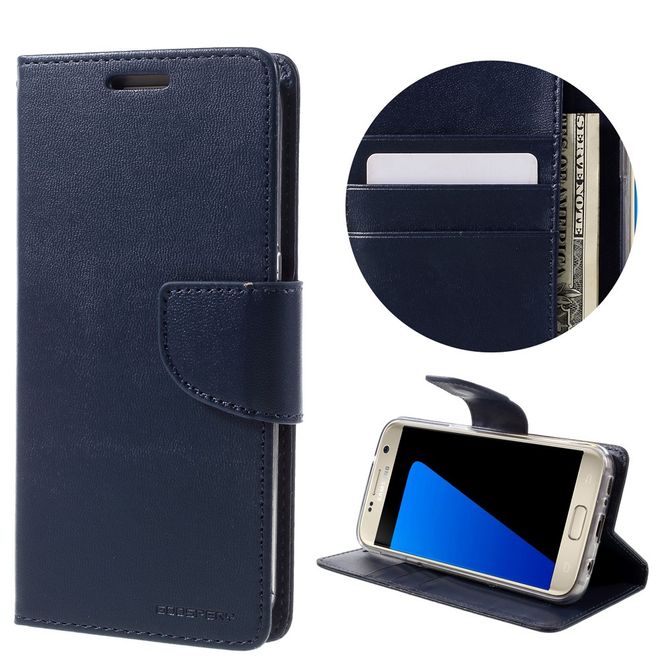 Goospery - Handyhülle für Samsung Galaxy S7 - Case aus Leder - Bravo Diary Series - navy