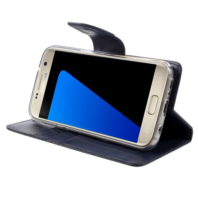 Goospery - Handyhülle für Samsung Galaxy S7 - Case aus Leder - Bravo Diary Series - navy