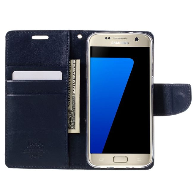 Goospery - Handyhülle für Samsung Galaxy S7 - Case aus Leder - Bravo Diary Series - navy