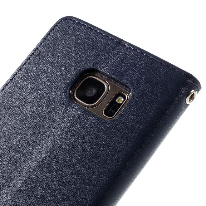 Goospery - Handyhülle für Samsung Galaxy S7 - Case aus Leder - Bravo Diary Series - navy