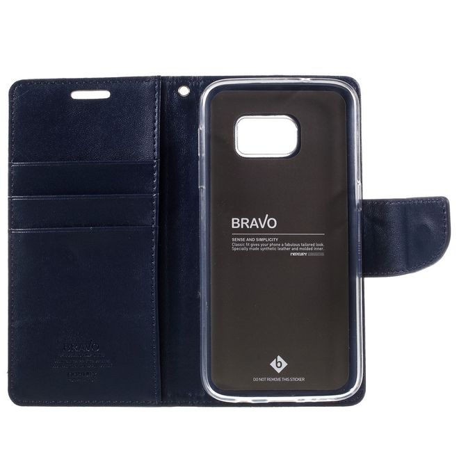 Goospery - Handyhülle für Samsung Galaxy S7 - Case aus Leder - Bravo Diary Series - navy