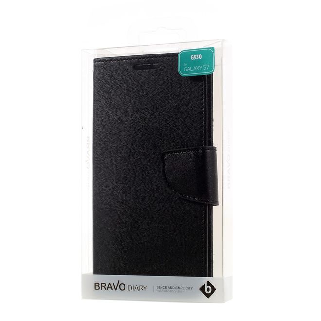 Goospery - Handyhülle für Samsung Galaxy S7 - Case aus Leder - Bravo Diary Series - schwarz