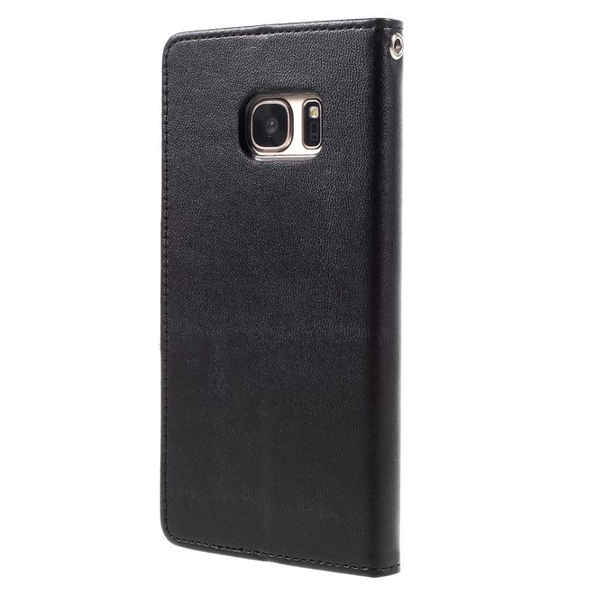 Goospery - Handyhülle für Samsung Galaxy S7 - Case aus Leder - Bravo Diary Series - schwarz