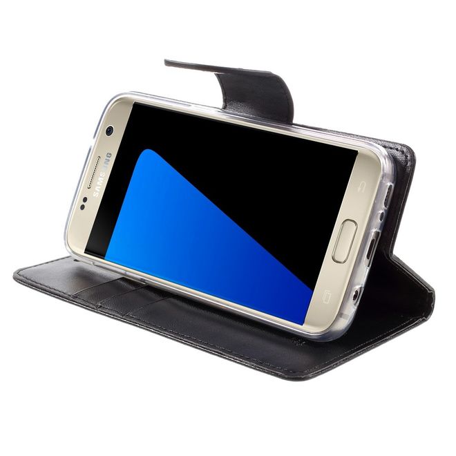 Goospery - Handyhülle für Samsung Galaxy S7 - Case aus Leder - Bravo Diary Series - schwarz
