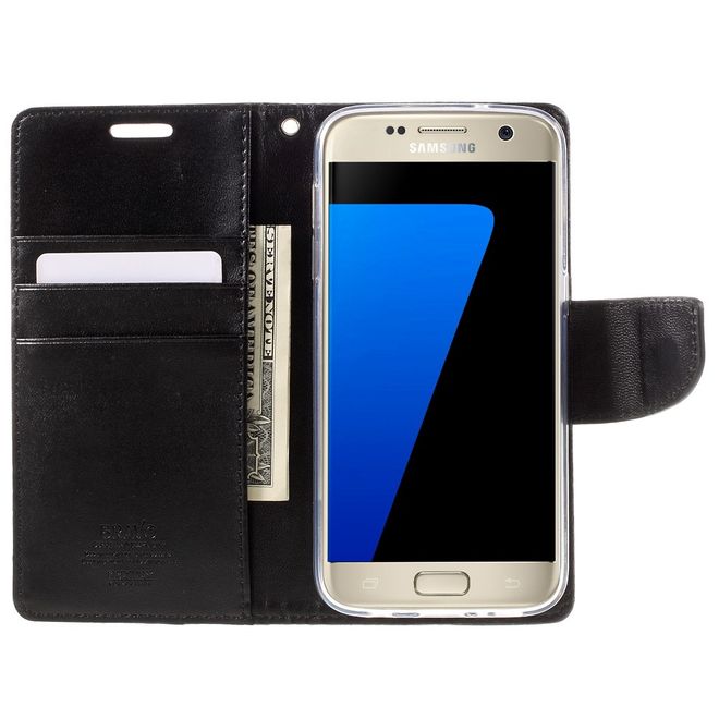 Goospery - Handyhülle für Samsung Galaxy S7 - Case aus Leder - Bravo Diary Series - schwarz