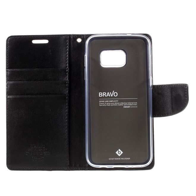 Goospery - Handyhülle für Samsung Galaxy S7 - Case aus Leder - Bravo Diary Series - schwarz