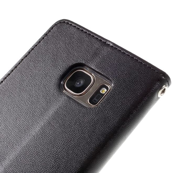 Goospery - Handyhülle für Samsung Galaxy S7 - Case aus Leder - Bravo Diary Series - schwarz