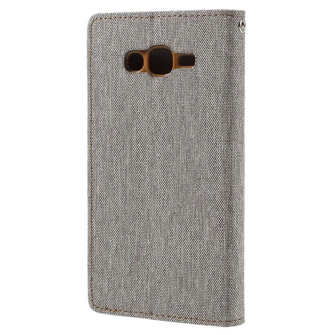 Goospery - Hülle für Samsung Galaxy J7 - Bookcover- Canvas Diary Series - grau/camel