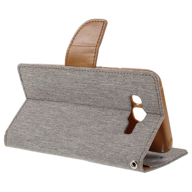 Goospery - Hülle für Samsung Galaxy J7 - Bookcover- Canvas Diary Series - grau/camel