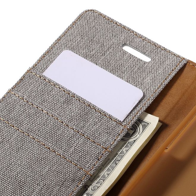 Goospery - Hülle für Samsung Galaxy J7 - Bookcover- Canvas Diary Series - grau/camel