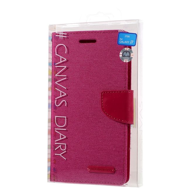 Goospery - Hülle für Samsung Galaxy J7 - Bookcover- Canvas Diary Series - pink/pink