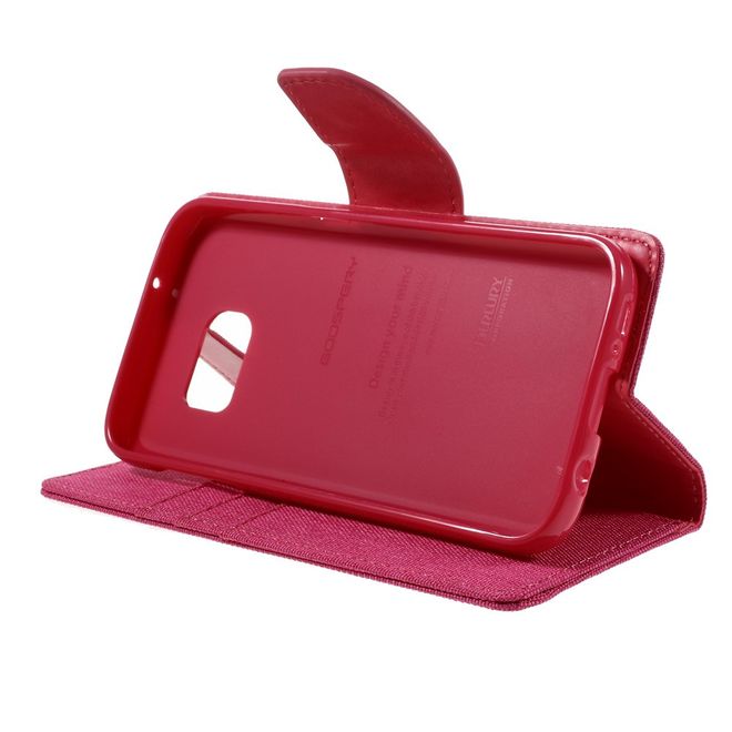 Goospery - Hülle für Samsung Galaxy S7  - Bookcover- Canvas Diary Series - pink/pink