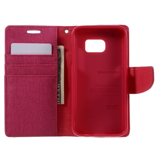 Goospery - Hülle für Samsung Galaxy S7  - Bookcover- Canvas Diary Series - pink/pink
