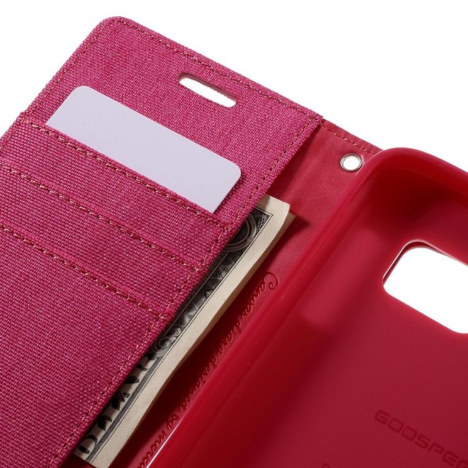 Goospery - Hülle für Samsung Galaxy S7  - Bookcover- Canvas Diary Series - pink/pink