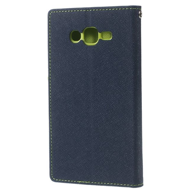 Goospery - Samsung Galaxy J7 (2015) Hülle - Handy Bookcover - Fancy Diary Series - navy/lime