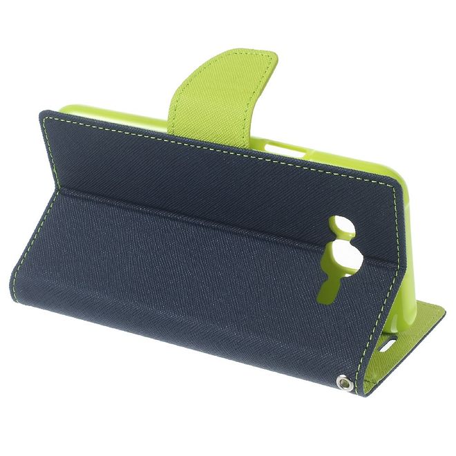 Goospery - Samsung Galaxy J7 (2015) Hülle - Handy Bookcover - Fancy Diary Series - navy/lime