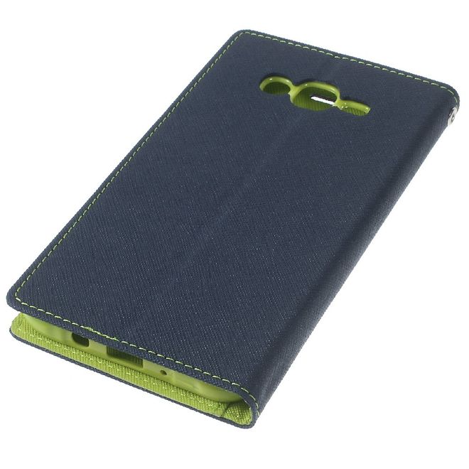 Goospery - Samsung Galaxy J7 (2015) Hülle - Handy Bookcover - Fancy Diary Series - navy/lime