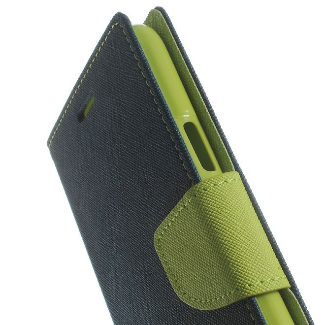 Goospery - Samsung Galaxy J7 (2015) Hülle - Handy Bookcover - Fancy Diary Series - navy/lime