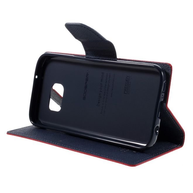Goospery - Samsung Galaxy S7 Hülle - Handy Bookcover - Fancy Diary Series - rot/navy