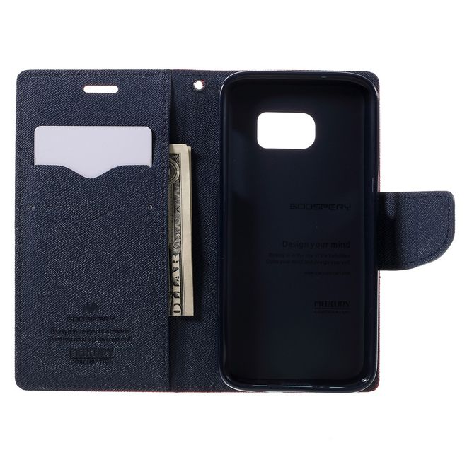 Goospery - Samsung Galaxy S7 Hülle - Handy Bookcover - Fancy Diary Series - rot/navy